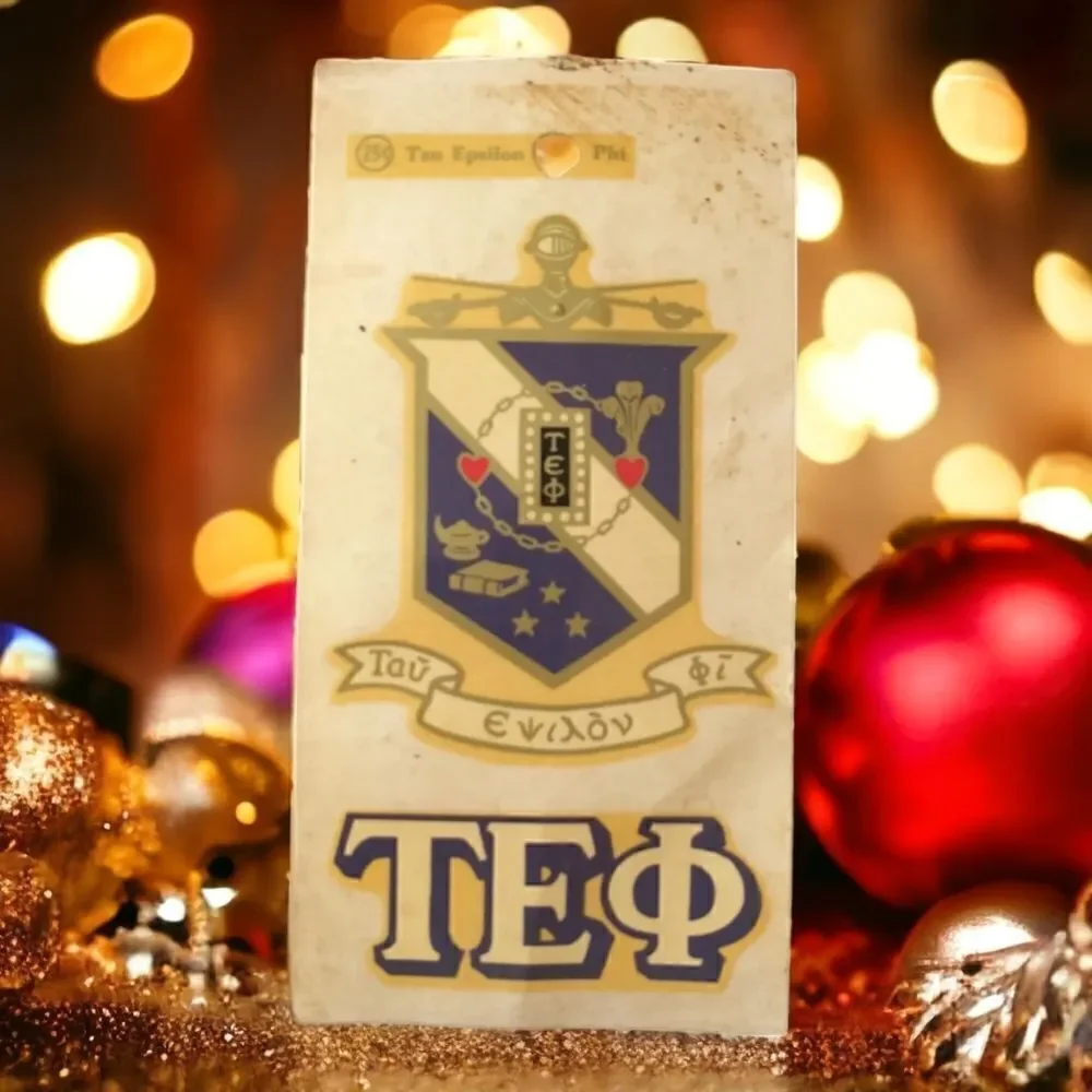 Vintage 70s Tau Epsilon Phi Decal‎ TEP Fraternity Crest Water Slide Greek NOS